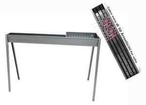Fornacella Piu Barbecue Cuoci spiedini Arrosticini a Carbone TORINO GRIL con gambe sfilabili Dimensione 120x28x h 79 cm-Peso 6,8 Trasportabile in ferro