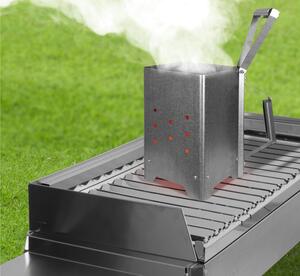 Ciminiera Accendi Carbone in Acciaio per Barbecue a Carbone NERONE Dimensione 19x19x 30 cm forma quadrata colore cromo