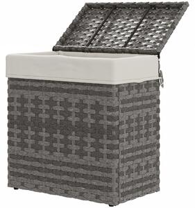 Baule Cesta Contenitore da Giardino e Casa 57x34x62 cm in Rattan con Tessuto Interno Grigio