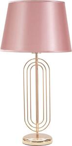 Lampada da Tavolo Krista Ø33x64 cm in Ferro PVC e Tessuto Oro e Rosa