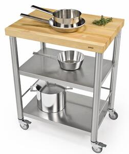 Carrello da cucina in acciaio inox due piani inferiori senza cassetto dimensioni 70x50x h 90 cm peso 27 kg con acciaio inox