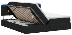 Letto a castello con contenitore LED vidaXL con materasso, nero, 180 x 200 cm, tessuto