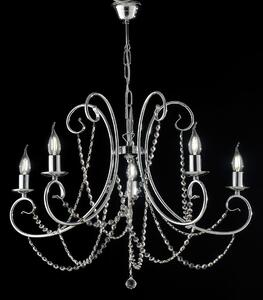 Lampadario Magda in Ferro Cromato, 5 Luci, Cromo Lucido, 55xMAX 115x�68 cm