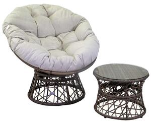 Poltrona da Giardino con Cuscino e Tavolino in Alluminio e Polyrattan Baltimora Grigio