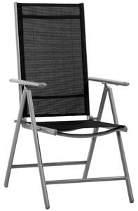 Sedia da Giardino Pieghevole 65x55x107 cm in Alluminio e Textilene Nera