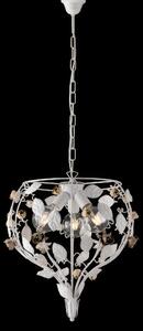 Lampadario Bella 53xMAX 113x�49 cm, Bianco Shabby, Ferro Laccato - 3xE27 55 Watt Max