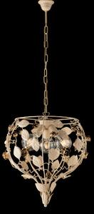 Lampadario Bella in Ferro Laccato Avorio Decape, H53 - MAX 113 - �49 cm, Avorio Oro, 3xE27 - 55 Watt Max