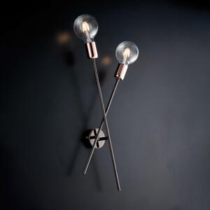 Applique Bloom 20x09xh53 cm, Cromo Nero Oro Rosa, Ferro Cromo e Rame, 2xE27 - 55 Watt Max