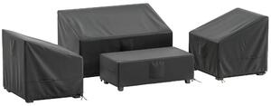 Set 4 Coperture per Mobili da Giardino 4 Pezzi Impermeabili in Tessuto Ox 420D Nero