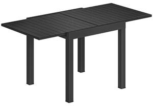 Tavolo da Giardino Allungabile 80-160x80x75 cm per 4-6 Persone con Piano a Doghe in Alluminio Nero