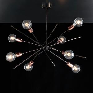 Plafoniera Bloom �82xH62 cm, Cromo Nero Oro Rosa, Ferro Cromo Nero e Rame, 8xE27 - 55 Watt Max