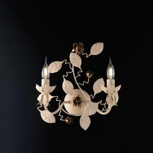 Applique in Ferro Laccato Avorio Decape Bella 40x37x21 cm, Colore Avorio Oro, 2xE14 - 42 Watt Max