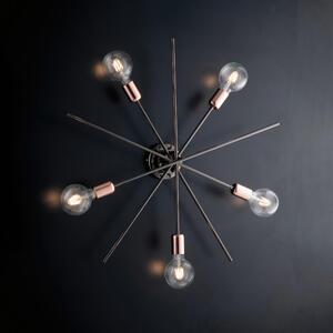 Plafoniera Bloom �65xH22, Cromo Nero Oro Rosa, Ferro Cromo Nero e Rame, 5xE27 - 55 Watt Max