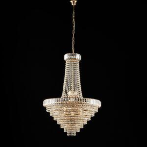 Lampadario Vladimir in Ferro e Ottone Dorato con Strass, 11 Luci, �62xH92-152 cm, Colore Oro Lucido, Illuminazione 11xE14 - 42 Watt Max