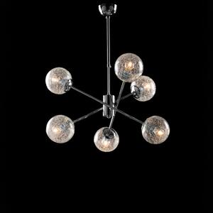 Sospensione Tresor in Ferro Cromo Lucido, �60xH70-93 cm, 6xE14 - 42 Watt Max, Colore Cromo Lucido