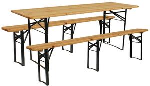 Set Birreria da Giardino Pieghevole Tavolo 200x70 cm in Legno di Abete