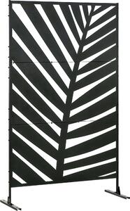 Separé privacy a 3 Ante Verticali 122x45x198 cm in Acciaio con Motivo a Foglia di Banana Nero