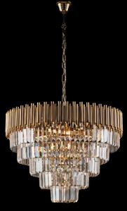 Lampadario Ravel in Ferro Dorato con Strass, 62xH47 - MAX 107 cm, Oro Lucido, 9xE14 - 42 Watt Max