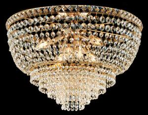 Plafoniera Wagner �52xH38 cm, Oro Lucido, in Ferro e Ottone Dorato con Strass, 6xE14 - 42 Watt Max