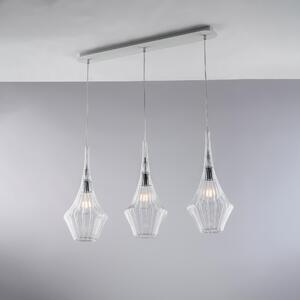 Sistema a Binario Zeus in Ferro con Vetri Pyrex Trasparenti, 75x10xH49 149 cm, 3xE27 - 55W Max, Colore Trasparente