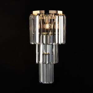 Applique Schubert in Ferro e Ottone Dorato con Strass 25x13xH51 cm, Colore Oro Lucido, Illuminazione 2xE14 - 42 Watt Max