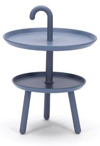 Tavolino da Giardino Ø41x55 cm 2 Ripiani in Polipropilene Grigio
