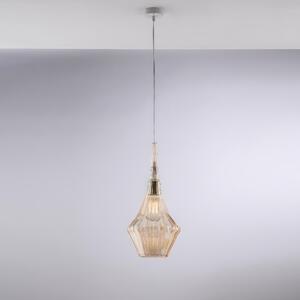 Sospensione Zeus �20xH50-150 cm, Ambra, Ferro con Vetro Pyrex