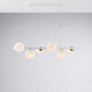 Sospensione Adrian H.30 - MAX 160 - L.101 x 30 cm, Bianco Cromo, Ferro Laccato, 6xE14 - 42 Watt Max