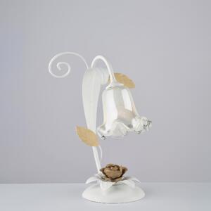 Lumetto Cesto in Ferro Laccato Bianco Shabby �25xH34 cm, Bianco Avorio, 1xE14 - 42 Watt Max