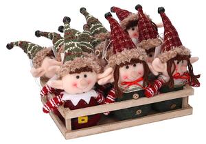 Set 12 Pupazzi Elfo in Tessuto verde rosso cm 26x18x23