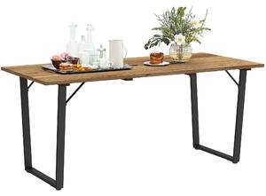 Tavolo da Giardino Rettangolare a 6 Posti 175x80x75 cm con Foro per Ombrellone in Legno e Acciaio