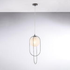 Sospensione Erik in Ferro Bronzato 1 Luce con Sfera �20 cm, Colore Cromo Nero, H56 - MAX 156 cm, Illuminazione 1xE27 - 55 Watt Max