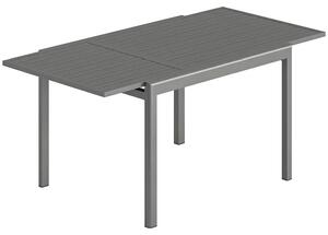 Tavolo da Giardino Allungabile 110-170x90x75 cm per 6-8 Persone con Piano a Doghe in Alluminio Grigio Scuro