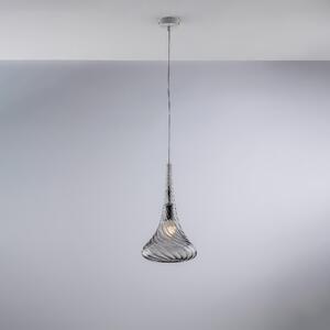 Sospensione Nemesi �20xH42 - MAX 142 cm, Grigio, Ferro con Vetro Grigio Pyrex