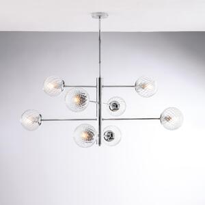 Sospensione Demetra in Ferro Cromo Lucido, 82-108x�103 cm, 8xE14 - 42W Max, Cromo Lucido