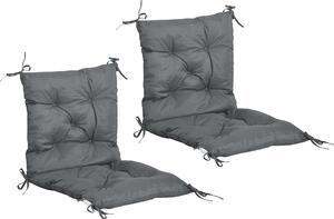 Set 2 Cuscini 50x98x8 cm per Sedie da Esterno in Poliestere e Cotone con Lacci Grigio
