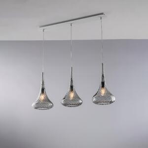 Sistema a binario Nemesi in ferro con vetri Pyrex, 75x10xH41 - MAX 141 cm, 3xE27 - 55 Watt Max, Grigio