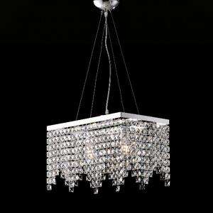 Sospensione Penelope in Ottone e Ferro Cromato 2 Luci con Strass 48x30xH28 cm, Cromo Lucido, 2xE27 - 55 Watt Max
