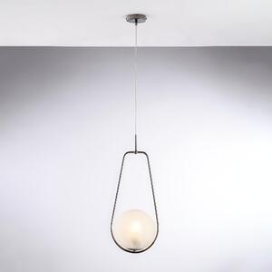Sospensione Afrodite in ferro cromo nero, 1 luce con sfera �20 cm, H.59 - MAX 159 cm, illuminazione 1xE27 - 55 Watt Max, colore Cromo Nero