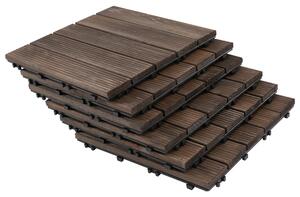 Pavimentazione da Esterno Incastrabile 27 Pezzi 30x30x2,5 cm in Legno di Abete e PVC Nero