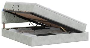 Letto a castello con contenitore LED vidaXL con materasso, grigio chiaro, 140 x 200 cm, velluto
