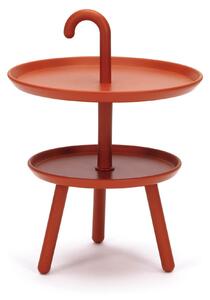 Tavolino da Giardino Ø41x55 cm 2 Ripiani in Polipropilene Arancione