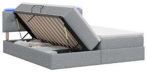 Letto a castello con contenitore LED vidaXL con materasso, grigio chiaro, 180 x 200 cm, tessuto