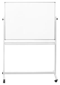 Lavagna doppio fondo in acciaio porcellanato magnetico, scrivibile e cancellabile e girevole a 360 gr Dimensioni 180x90 cm -basi con ruote vaschetta porta accessori anodizzato silver