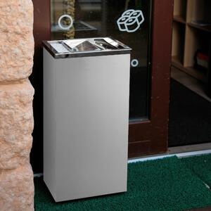 Cestino con posacenere - forma Rettangolare, dimensioni 30x24xh 60 cm, peso 5 kg bidone interno 15 L con maniglia per lo svuotamento colore nero Cestino studiato per uso interno od esterno inox