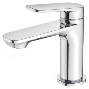 Miscelatore monocomando per lavabo, finitura cromata, corpo in ottone massiccio, altezza del beccuccio: 84 mm
