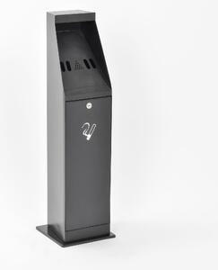 Posacenere a colonna in metallo verniciato a polveri dimensioni 23,5x86x23,5 cm griglia spegni sigarette, fori getta-mozziconi, per uso interno/esterno colore nero