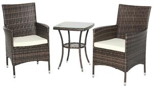 Set Salotto da Giardino in Rattan Sintetico 2 Poltrone e Tavolino Marrone