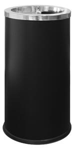 Cestino rotondo nero con apertura e posacenere 38x h73 cm bidone interno 52 L peso 8Kg - piedino inferiore antiruggine coperchio con foro getta carte e con vaschetta raccogli ceneri facile da svuotare interno esterno nero