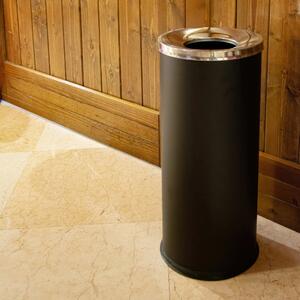 Cestino rotondo nero con foro 25x h 61 cm dimensioni �25,8 x 60 cm, peso 4,5 kg bidone interno 18 L con maniglia per lo svuotamento per uso interno ed esterno nero